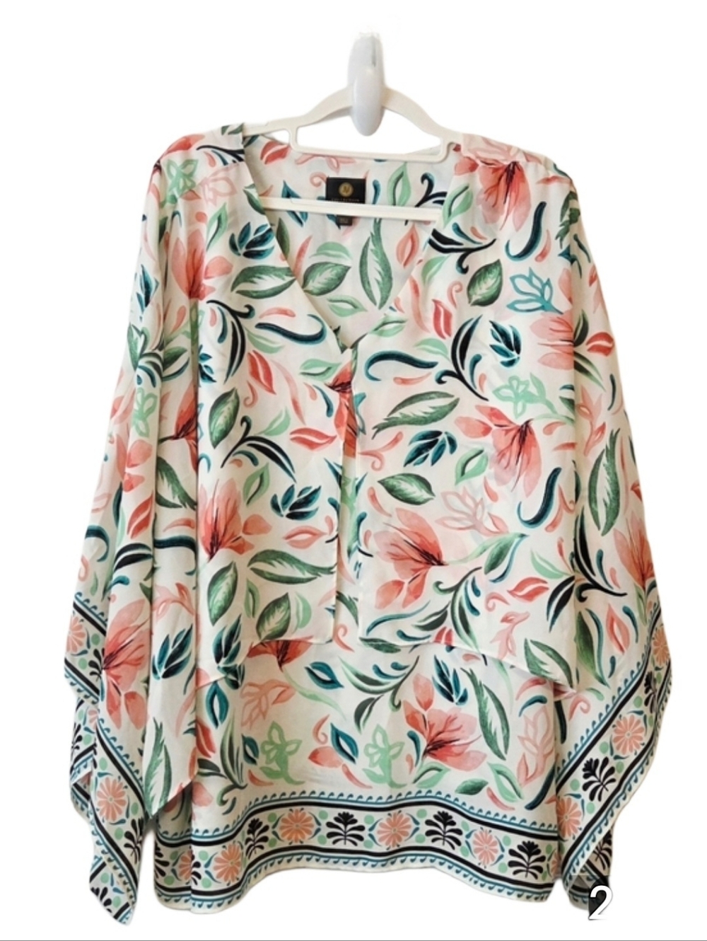 JM Collection Floral Print Boho Blouse
